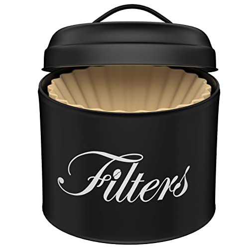 Coffee Filter Holder, Brown Basket Coffee Filter Storage with Lid