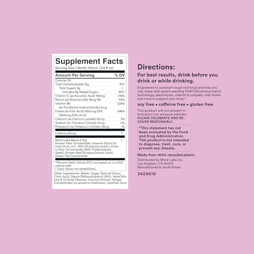 Morning Recovery Electrolyte, Milk Thistle Drink Proprietary Formulation to Hydrate While Drinking for Morning Recovery