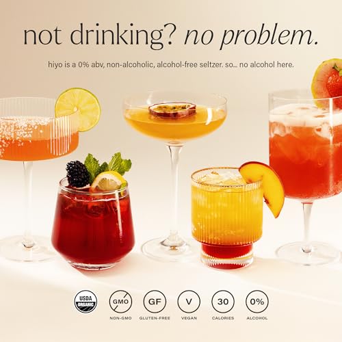 Hiyo USDA Organic Social Tonic - Adaptogens, Nootropics, Botanicals - Non-Alcoholic Functional Seltzer Drink - Feel the Float - 30 Calories, Vegan, Gluten Free, Non-GMO, 12 FL Oz (12-Pack)