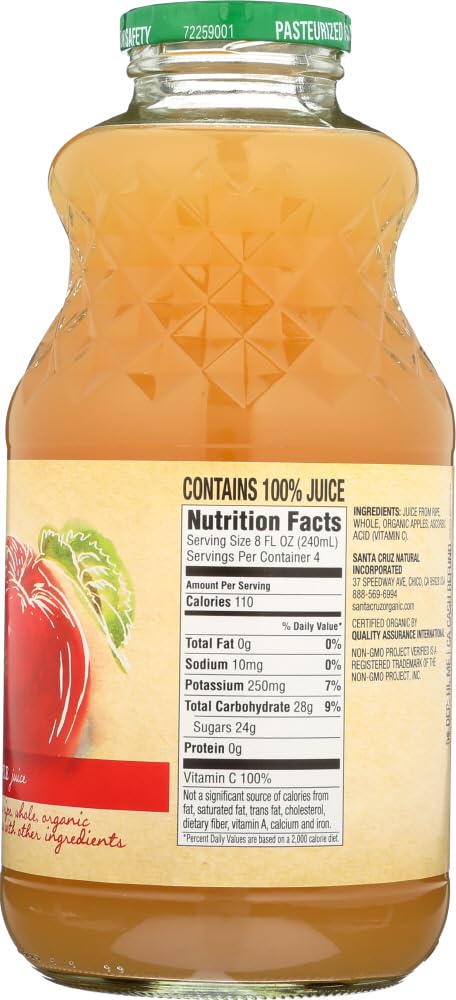 Santa Cruz Organic Apple Juice, 32 oz, 48-Pack