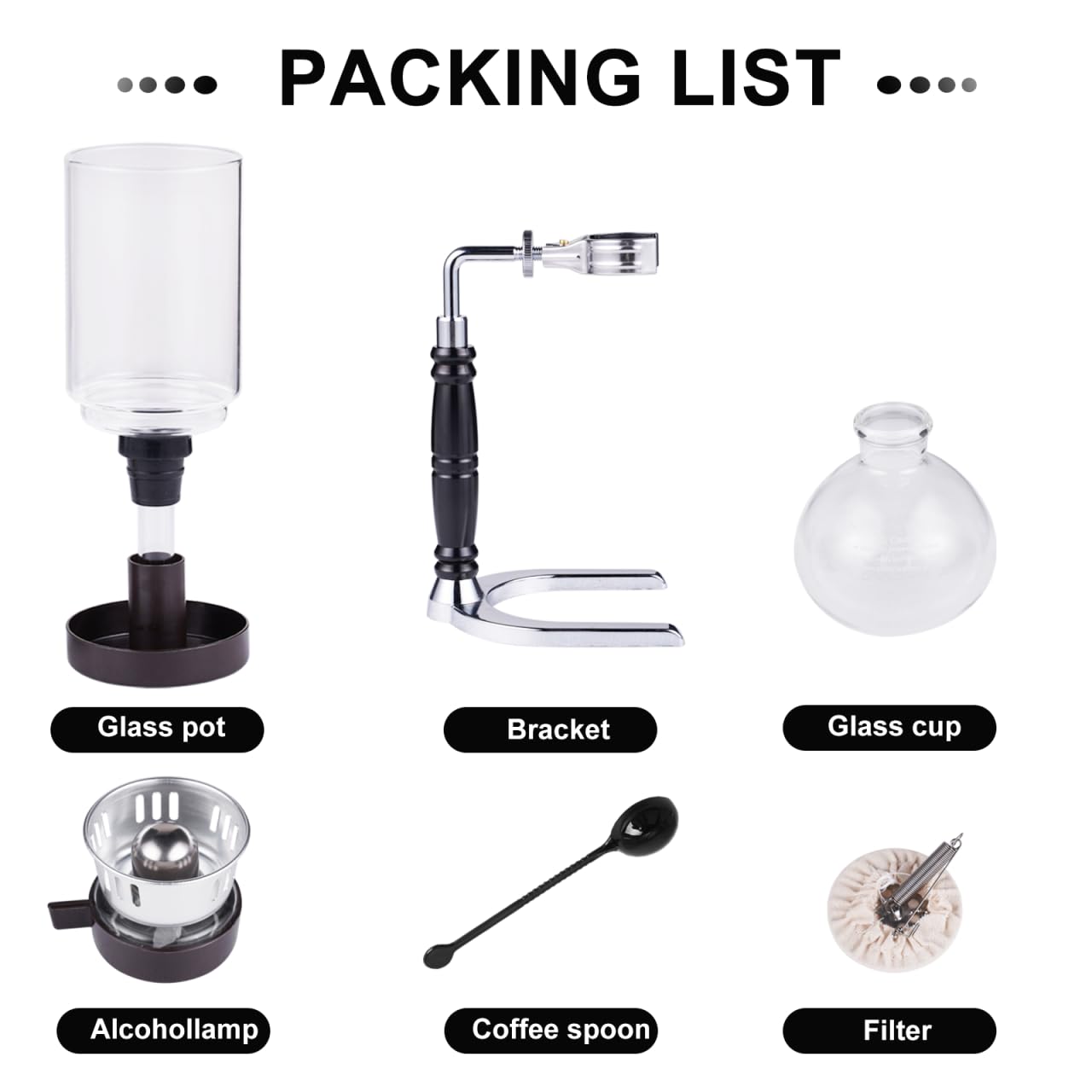 YUCHENGTECH Glass Technica Syphon Coffee Maker - Tabletop Glass Siphon Pot