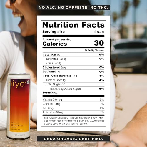 Hiyo USDA Organic Social Tonic - Adaptogens, Nootropics, Botanicals - Non-Alcoholic Functional Seltzer Drink - Feel the Float - 30 Calories, Vegan, Gluten Free, Non-GMO, 12 FL Oz (12-Pack)