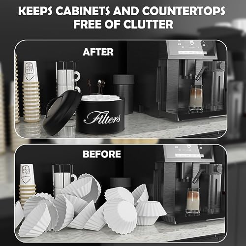 Coffee Filter Holder, Brown Basket Coffee Filter Storage with Lid