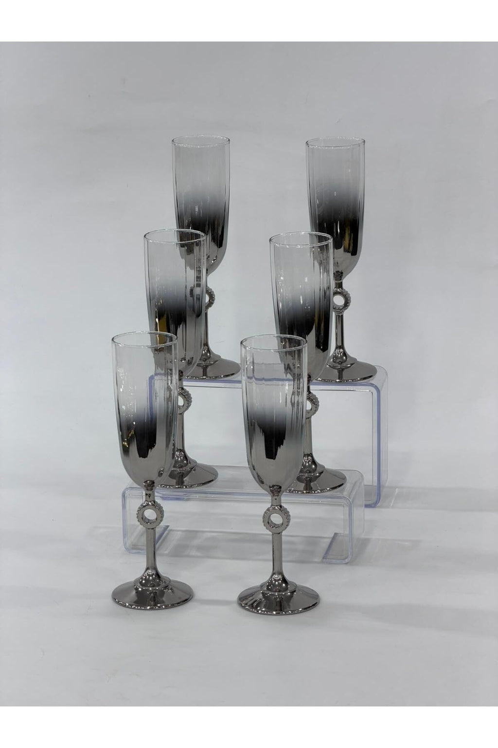 SODEF Decorative Glass Tumbler Set with Gold Base, 6-Piece