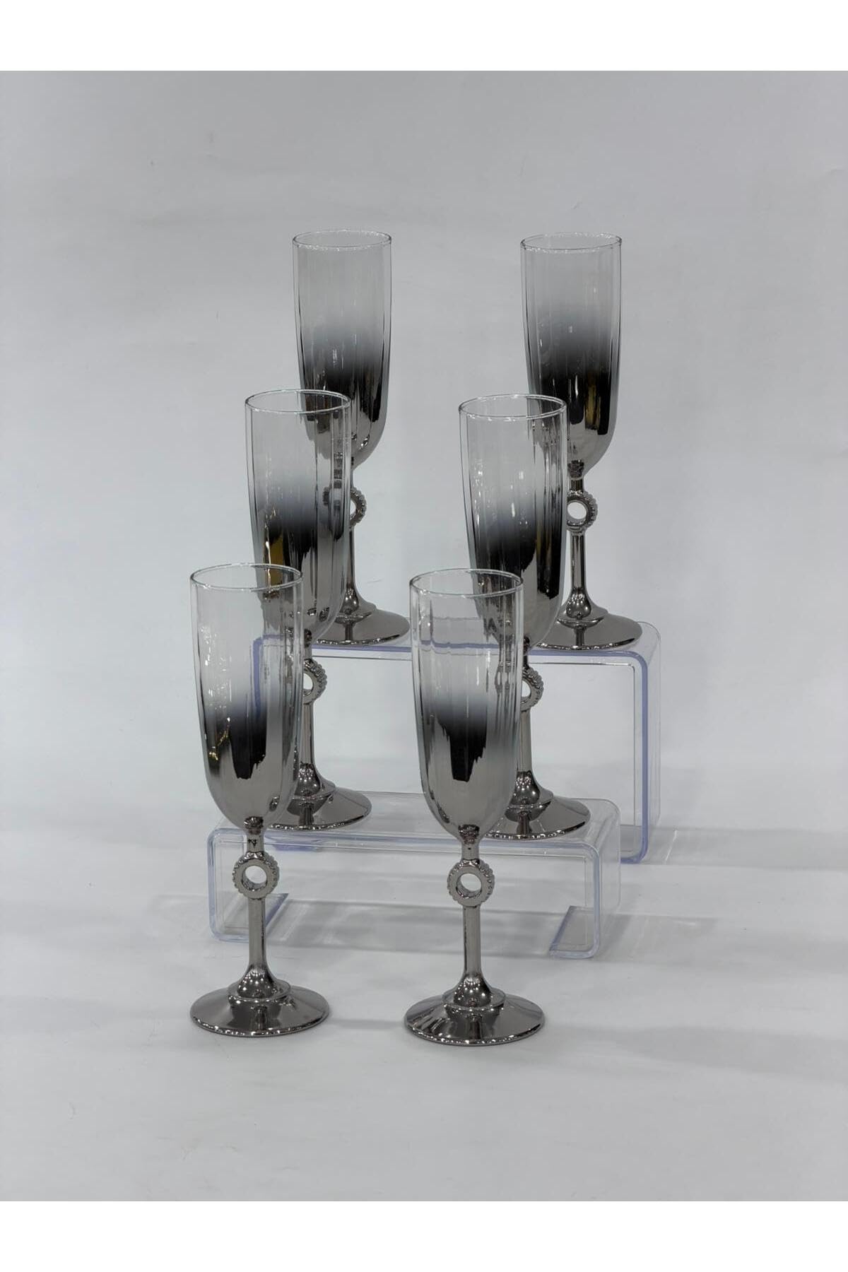 SODEF Decorative Glass Tumbler Set with Gold Base, 6-Piece