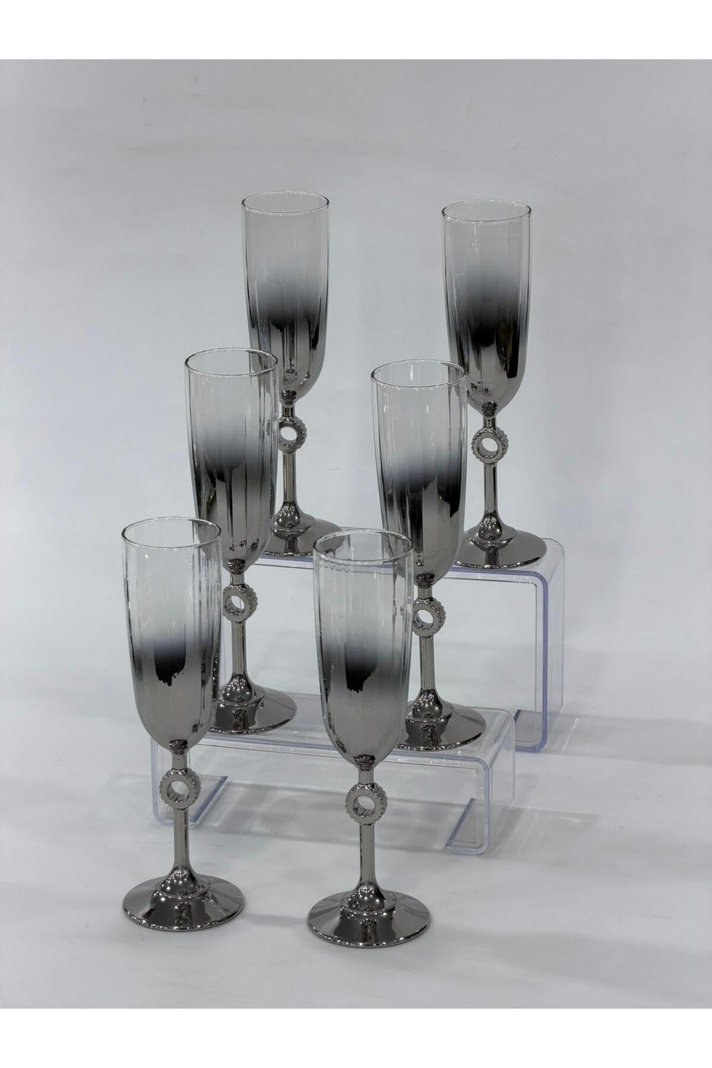 SODEF Decorative Glass Tumbler Set with Gold Base, 6-Piece