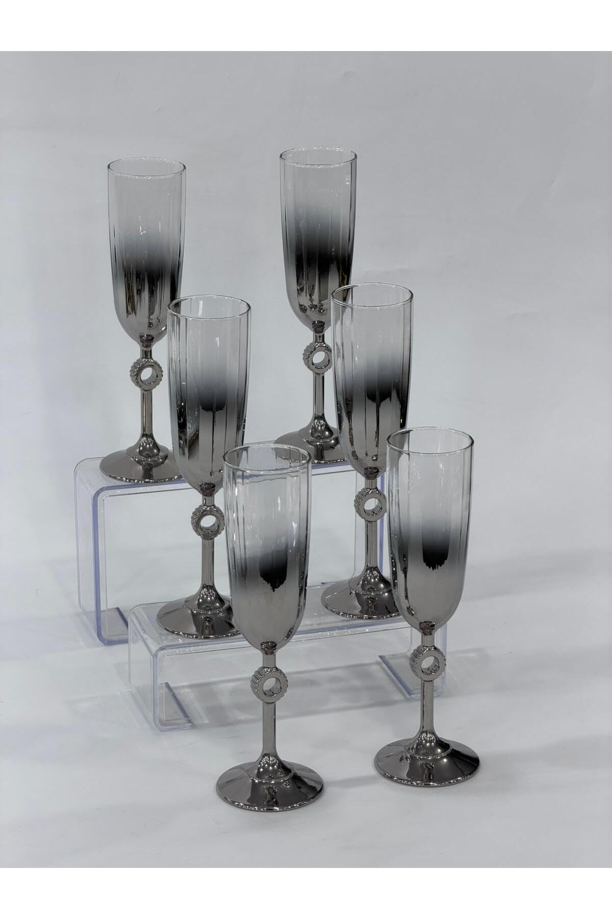 SODEF Decorative Glass Tumbler Set with Gold Base, 6-Piece