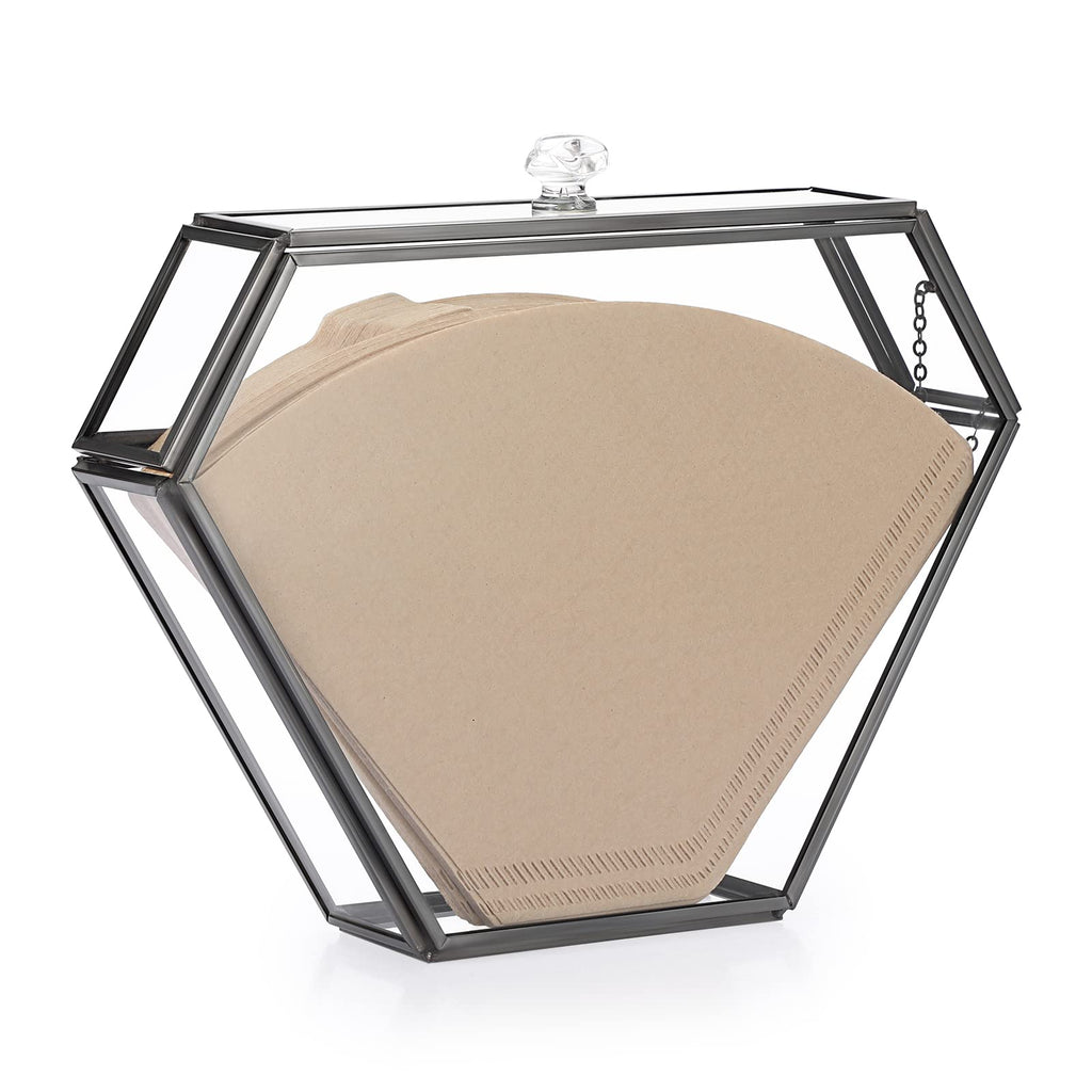 ELLDOO Glass Coffee Filter Holder with Dustproof Cover