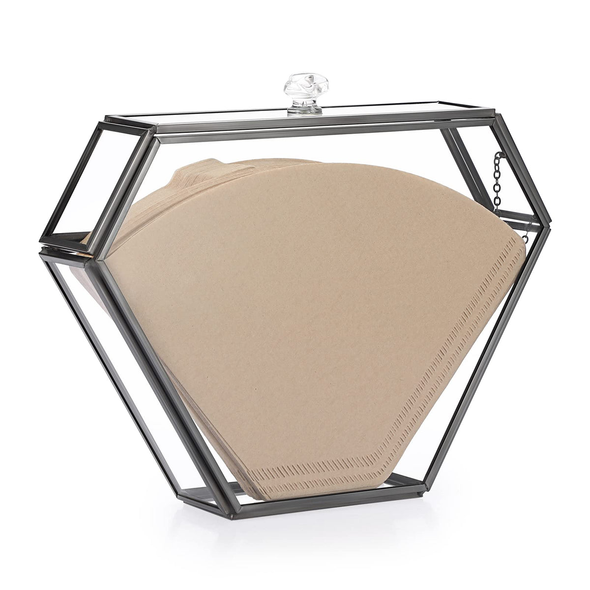 ELLDOO Glass Coffee Filter Holder with Dustproof Cover