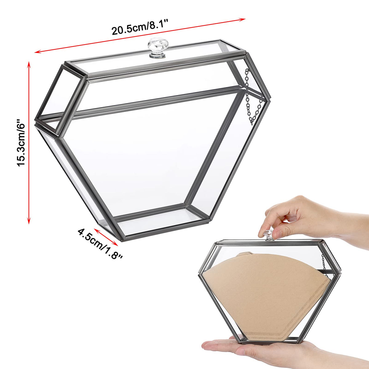 ELLDOO Glass Coffee Filter Holder with Dustproof Cover