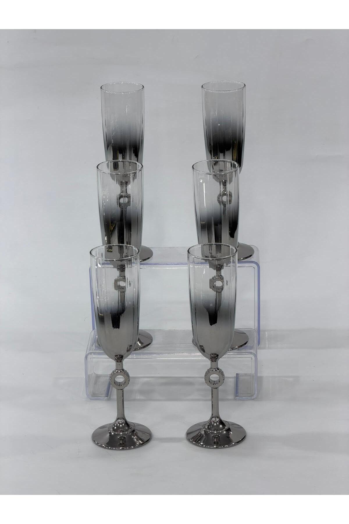 SODEF Decorative Glass Tumbler Set with Gold Base, 6-Piece