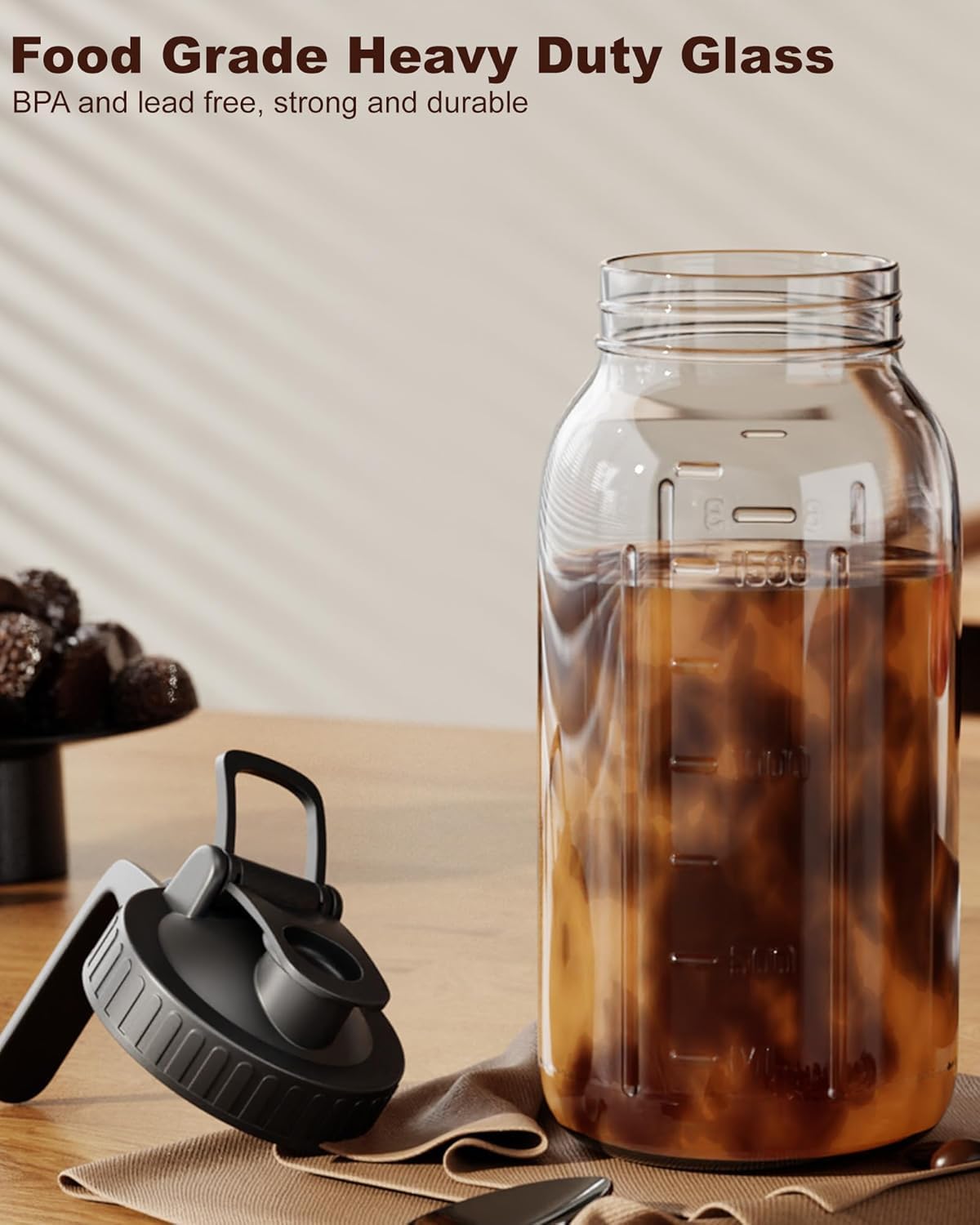 VA1KENE Cold Brew Coffee Maker, Mason Jar with 304 Stainless Steel Filter