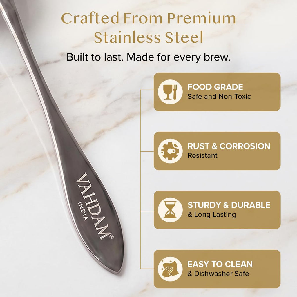 VAHDAM, Perfect Serve Tea Spoon | Tea Spoons Stainless Steel | Perfect Measuring Mini Spoon to Brew 1 Cup of Loose Leaf Tea | Stirring Spoon