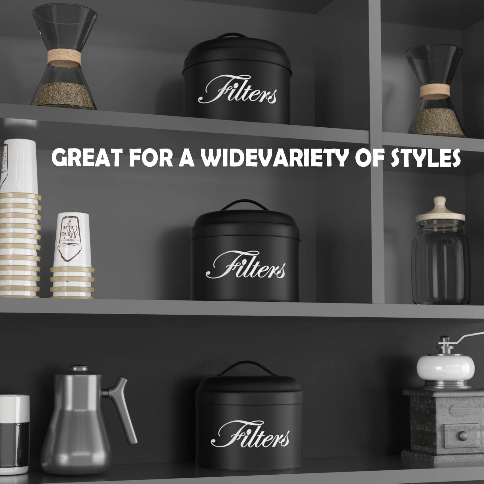 Coffee Filter Holder, Brown Basket Coffee Filter Storage with Lid