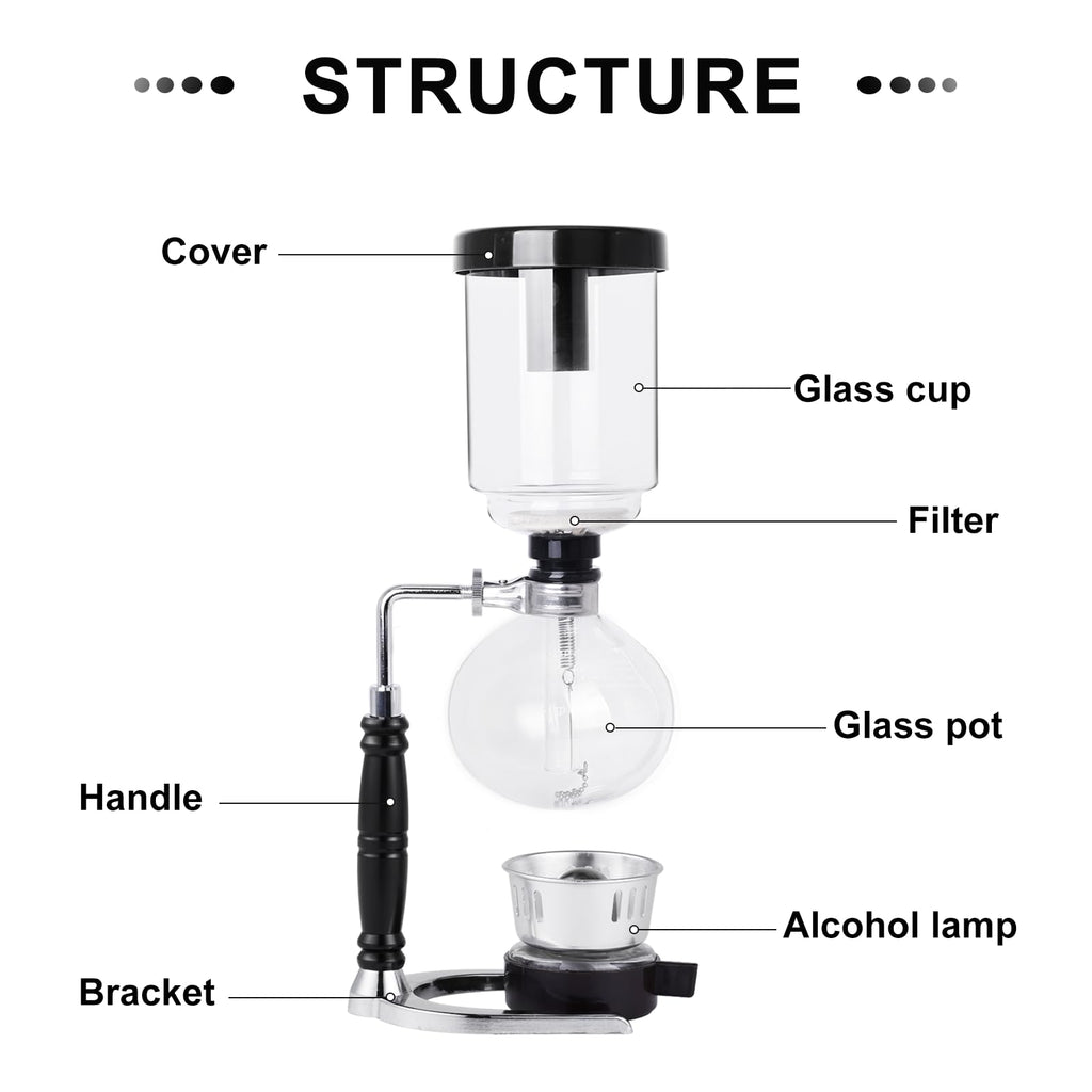 YUCHENGTECH Glass Technica Syphon Coffee Maker - Tabletop Glass Siphon Pot