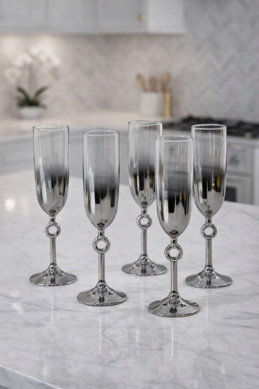 SODEF Decorative Glass Tumbler Set with Gold Base, 6-Piece