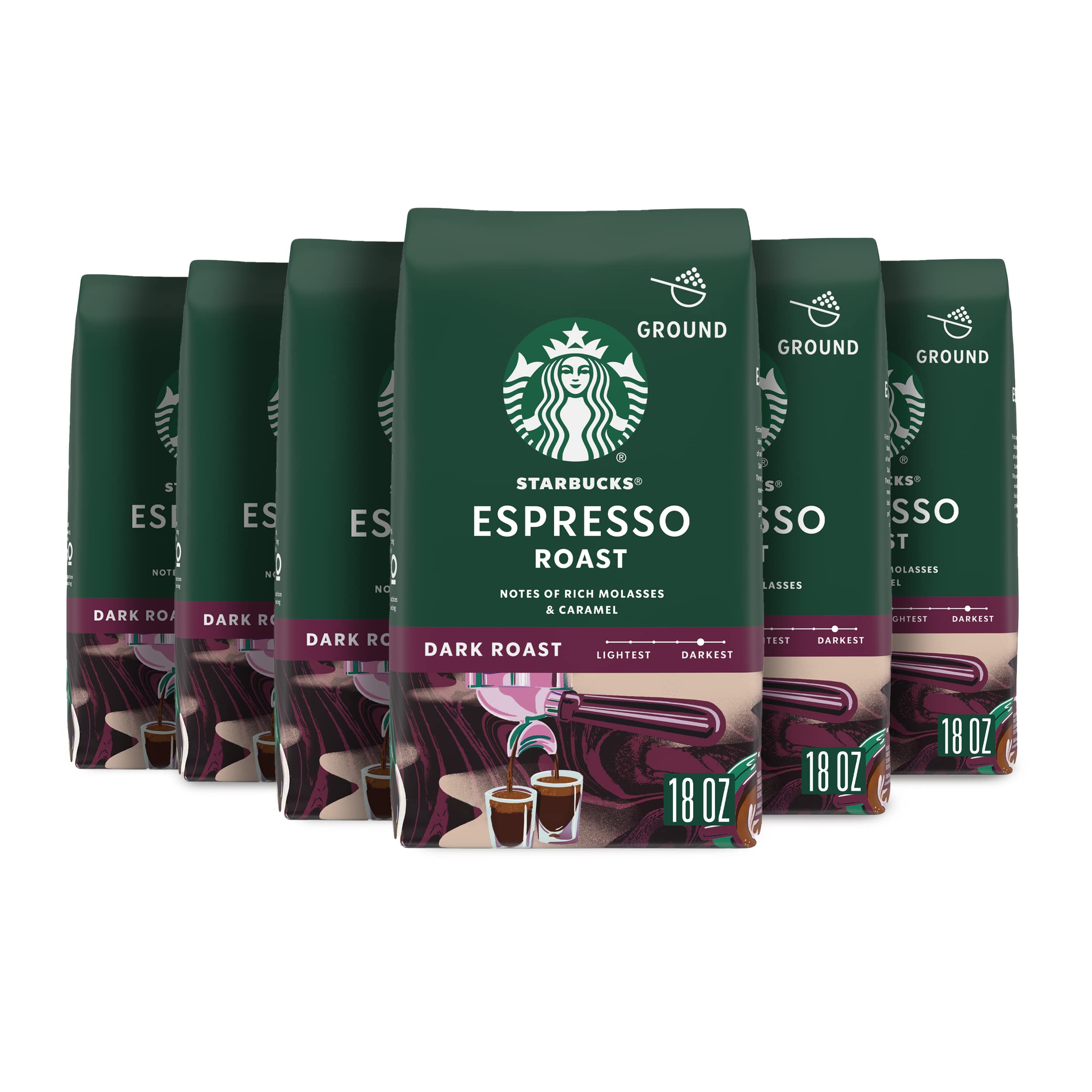 Starbucks Ground Coffee, Dark Roast Coffee, Espresso Roast, 100% Arabica, 1 bag (28 oz)