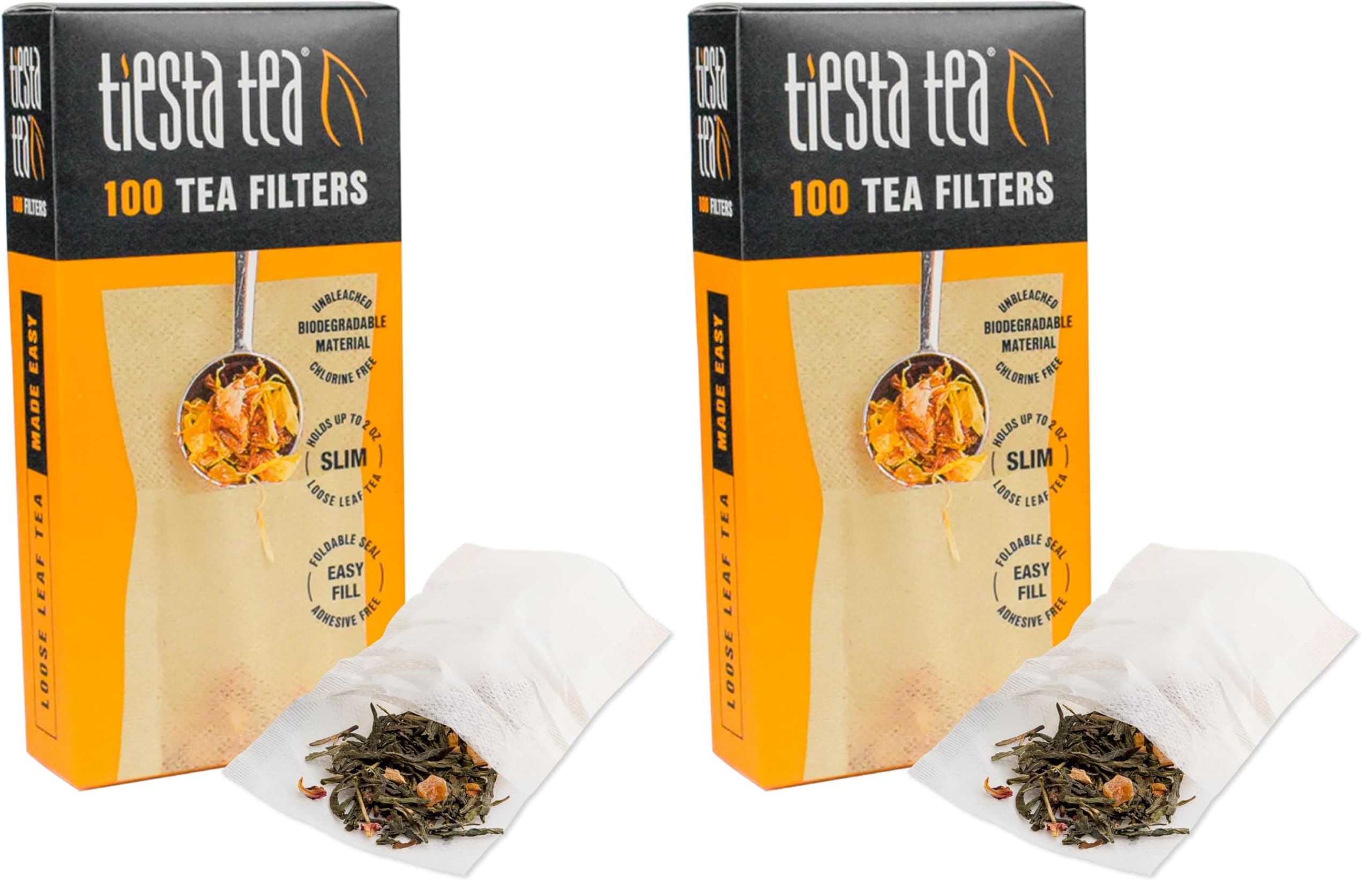 Tiesta Tea Loose Leaf Filters for Brewing, Disposable Infuser for Hot & Iced Drinks, Easy-Fill Steeper, Unbleached Paper, Single-Cup Infuser for Loose Leaves, 100 Empty Bags