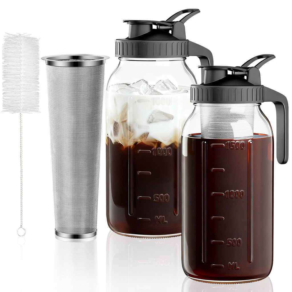 VA1KENE Cold Brew Coffee Maker, Mason Jar with 304 Stainless Steel Filter