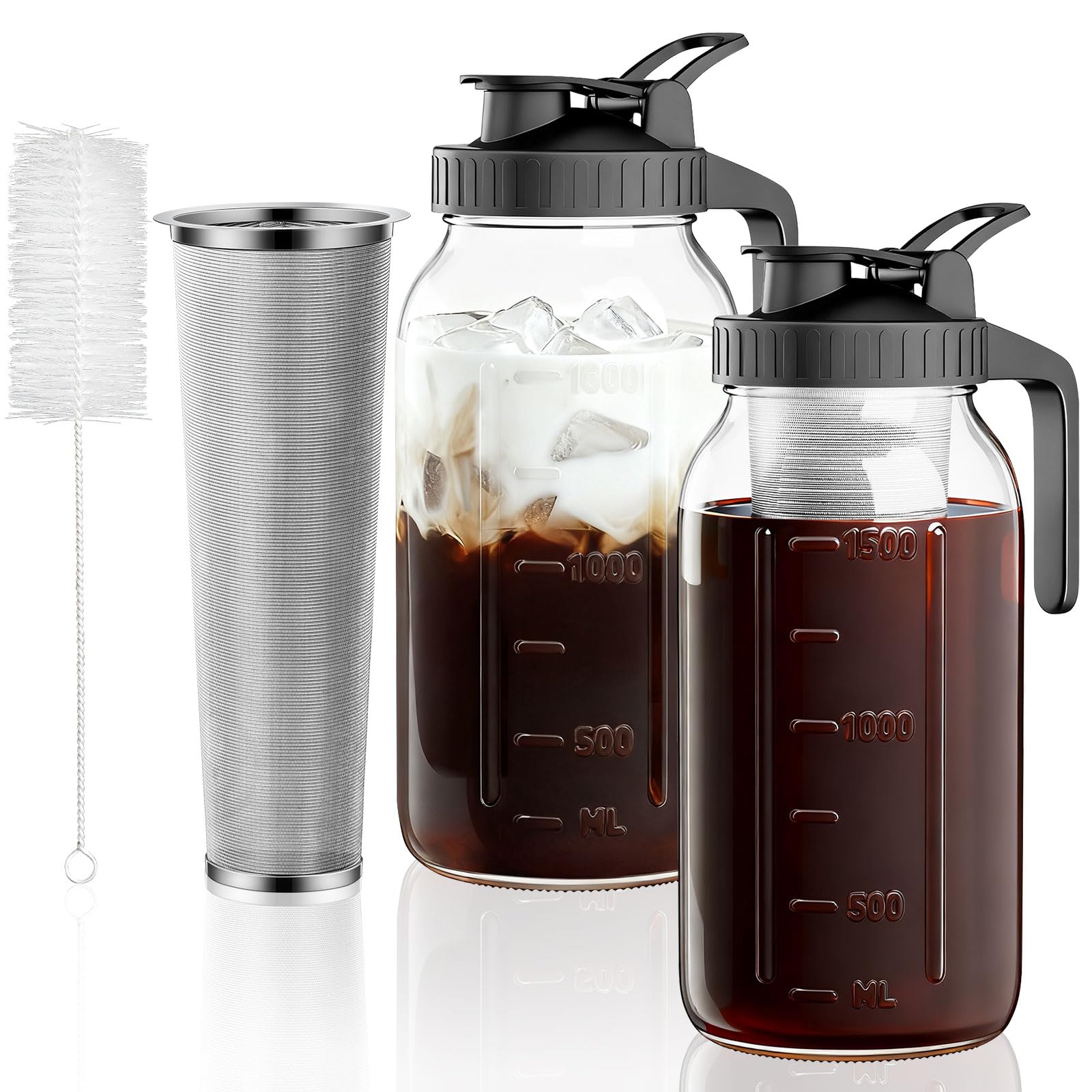 VA1KENE Cold Brew Coffee Maker, Mason Jar with 304 Stainless Steel Filter