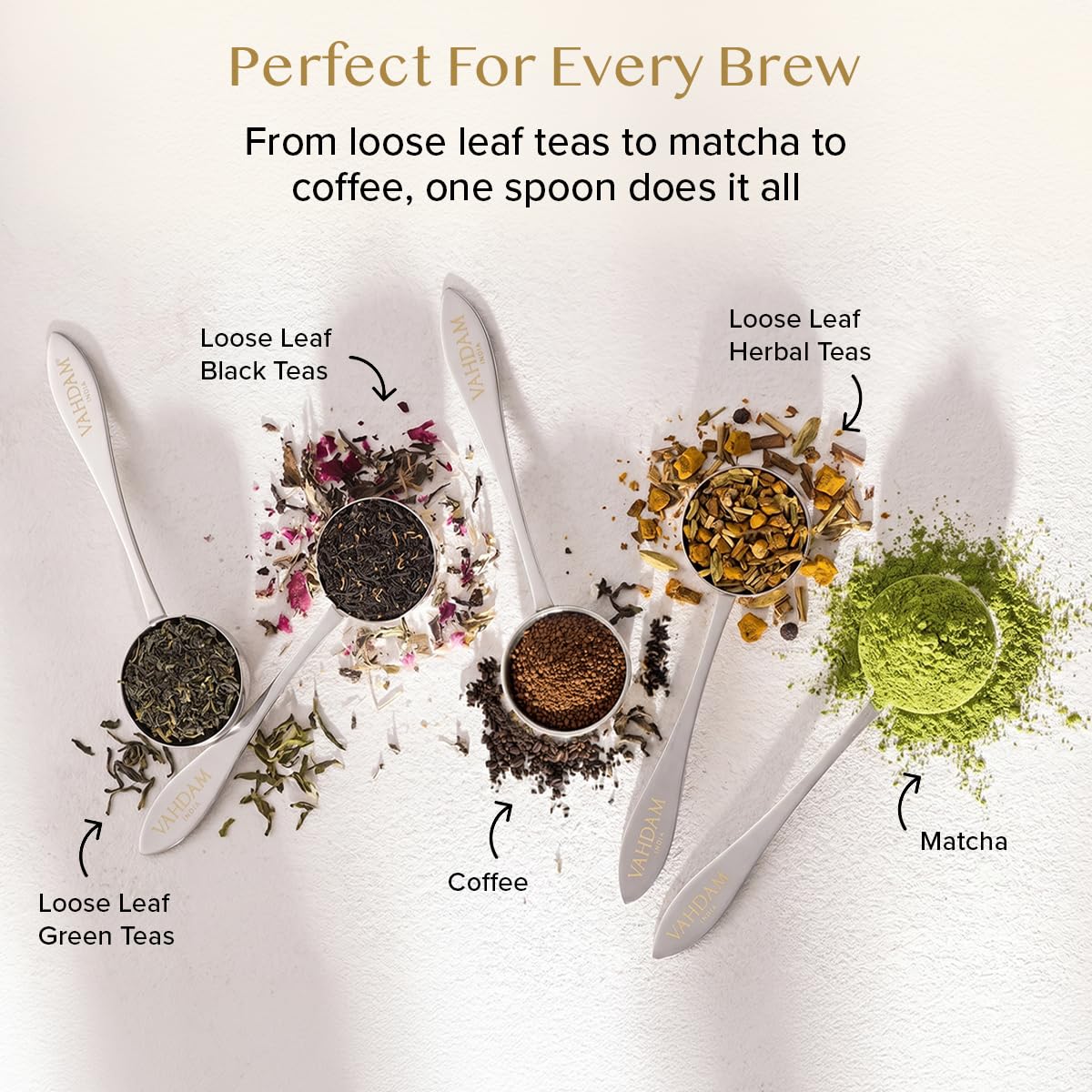 VAHDAM, Perfect Serve Tea Spoon | Tea Spoons Stainless Steel | Perfect Measuring Mini Spoon to Brew 1 Cup of Loose Leaf Tea | Stirring Spoon