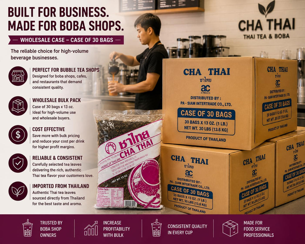 Cha Thai Tea Leaves Imported from Thailand, 30-Bag Case