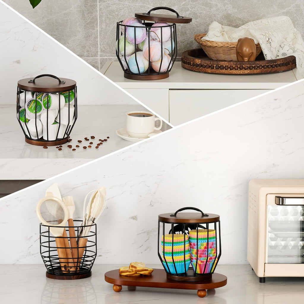 Yangbaga Cup Coffee Reusable Filters Holder with Wood Lid