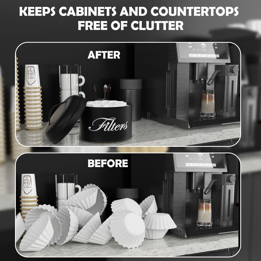 Coffee Filter Holder, Brown Basket Coffee Filter Storage with Lid