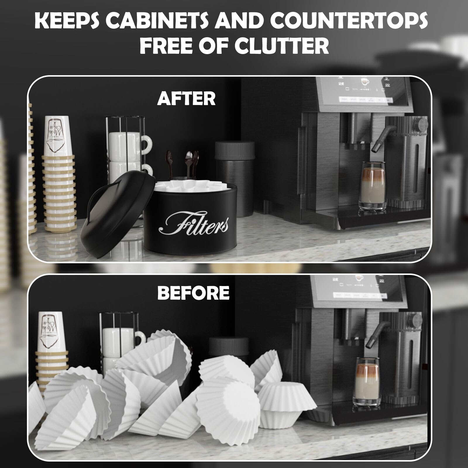Coffee Filter Holder, Brown Basket Coffee Filter Storage with Lid