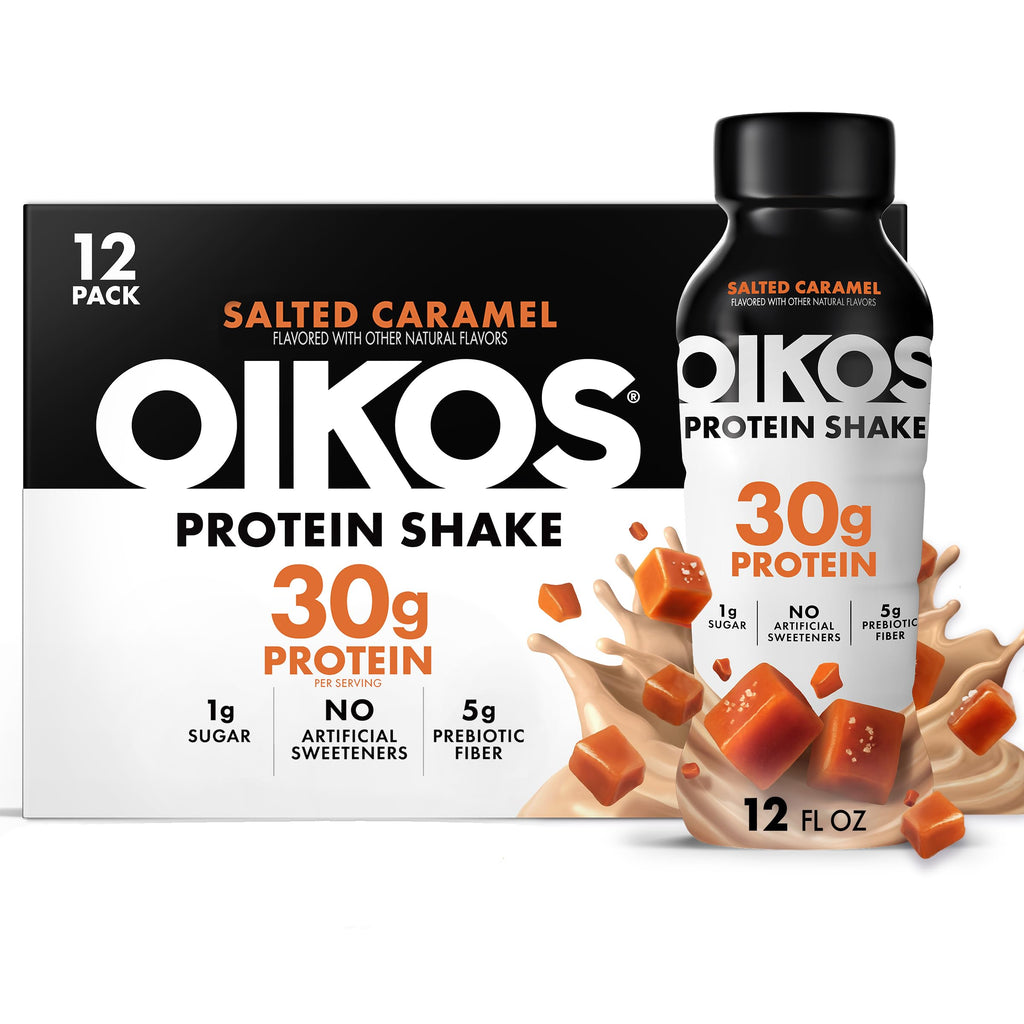 Oikos Protein Shake, 30g High Protein Drinks, Shelf Stable, Ready to Drink, 5g Prebiotic Fiber
