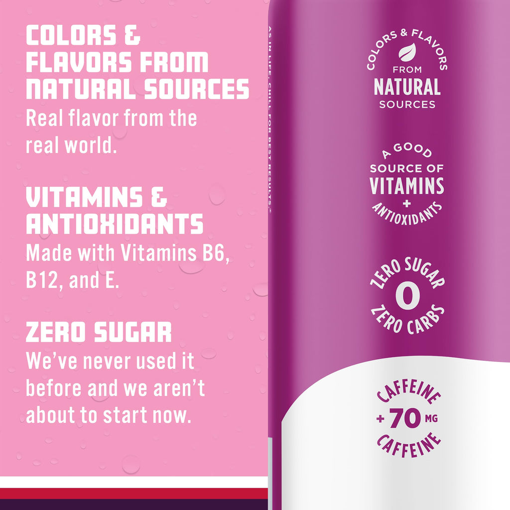 Sparkling Ice +Caffeine Sparkling Water, with Antioxidants and Vitamins, Zero Sugar, 16 fl oz Cans (Pack of 12)