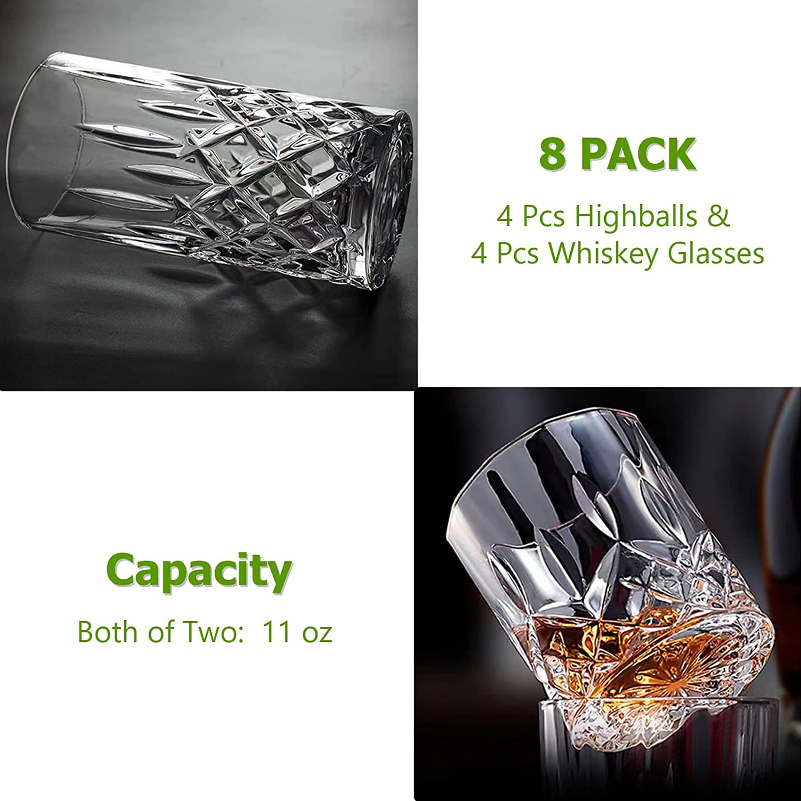 Qipecedm Crystal Drinking Glasses