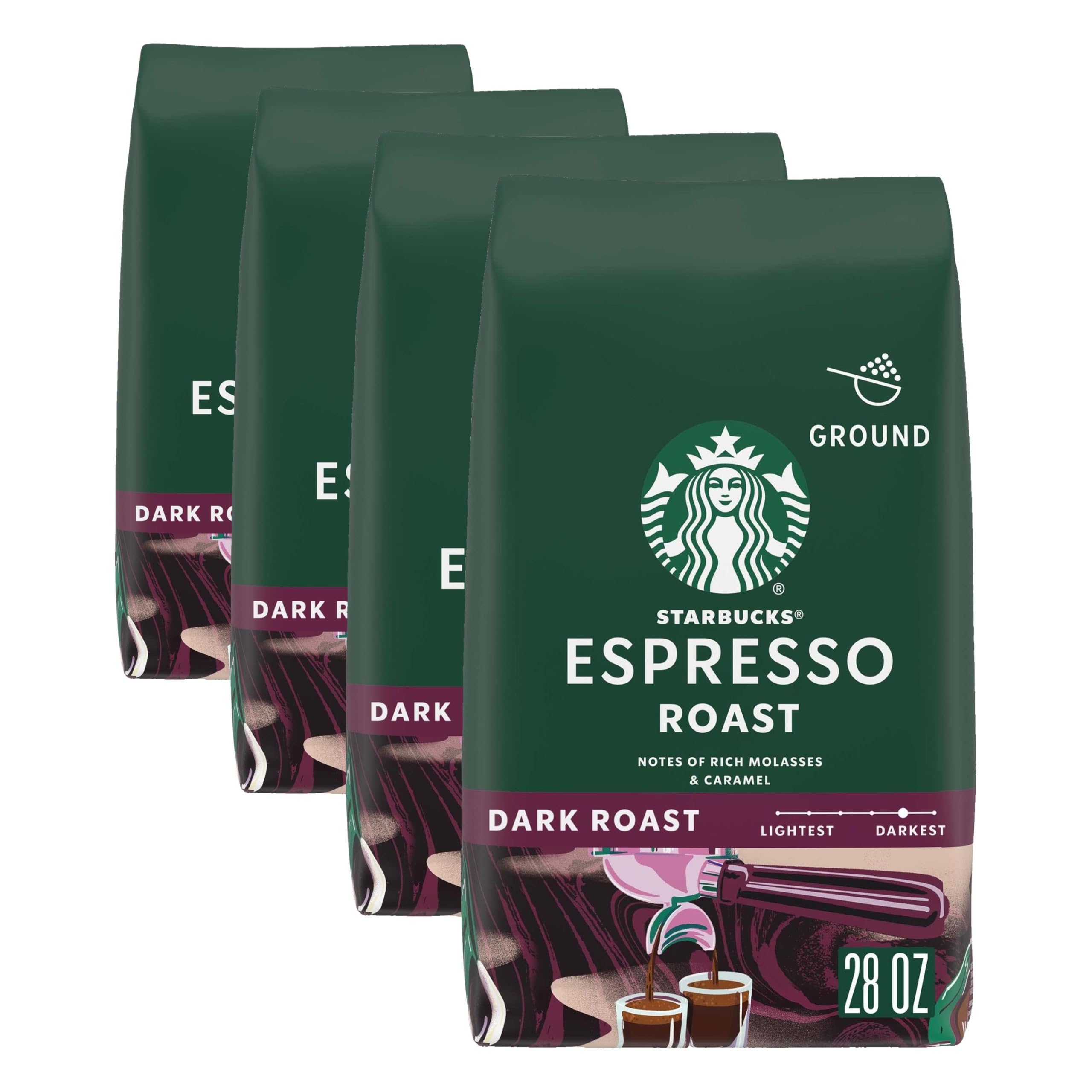 Starbucks Ground Coffee, Dark Roast Coffee, Espresso Roast, 100% Arabica, 1 bag (28 oz)