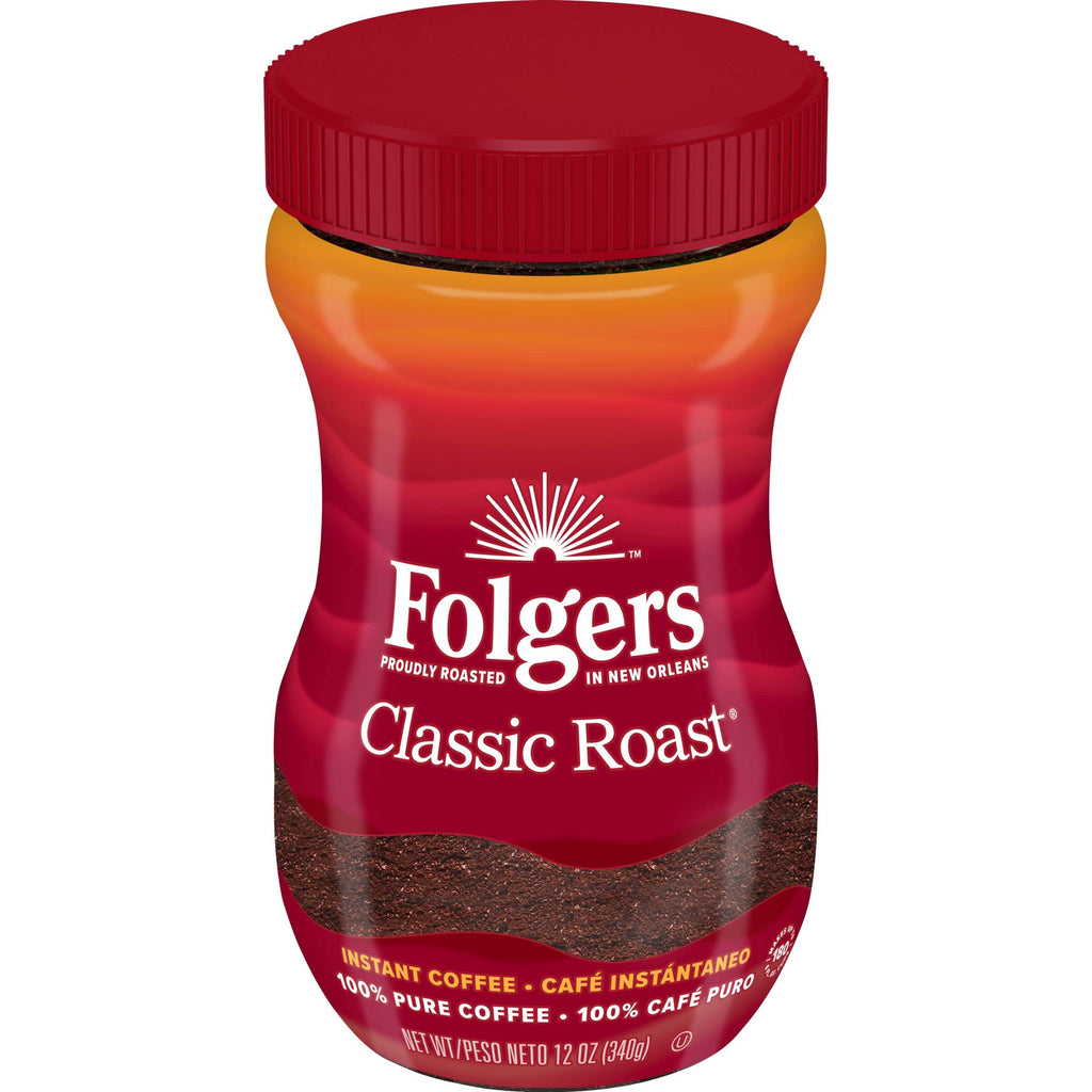 Folgers Classic Roast Instant Coffee, 12 oz Jar (Pack of 6)