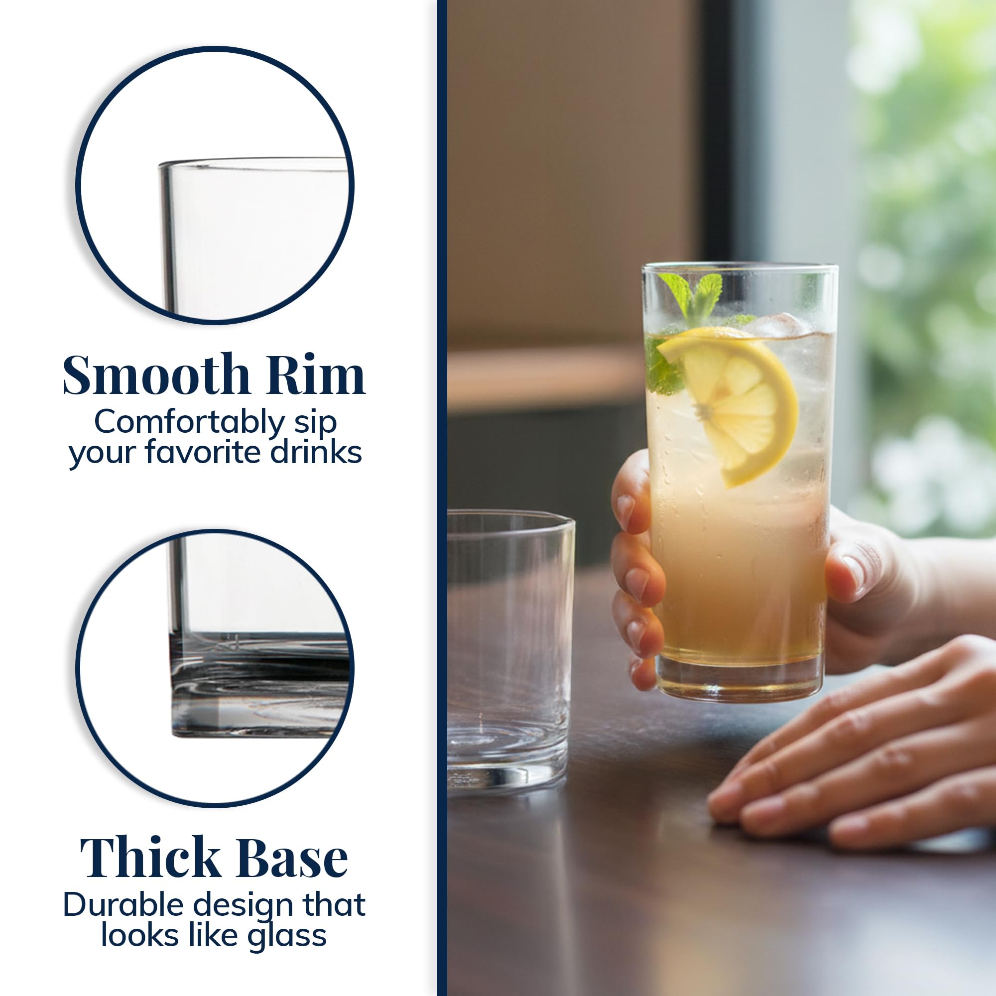 US Acrylic Classic Tumblers Rocks-Water Sets