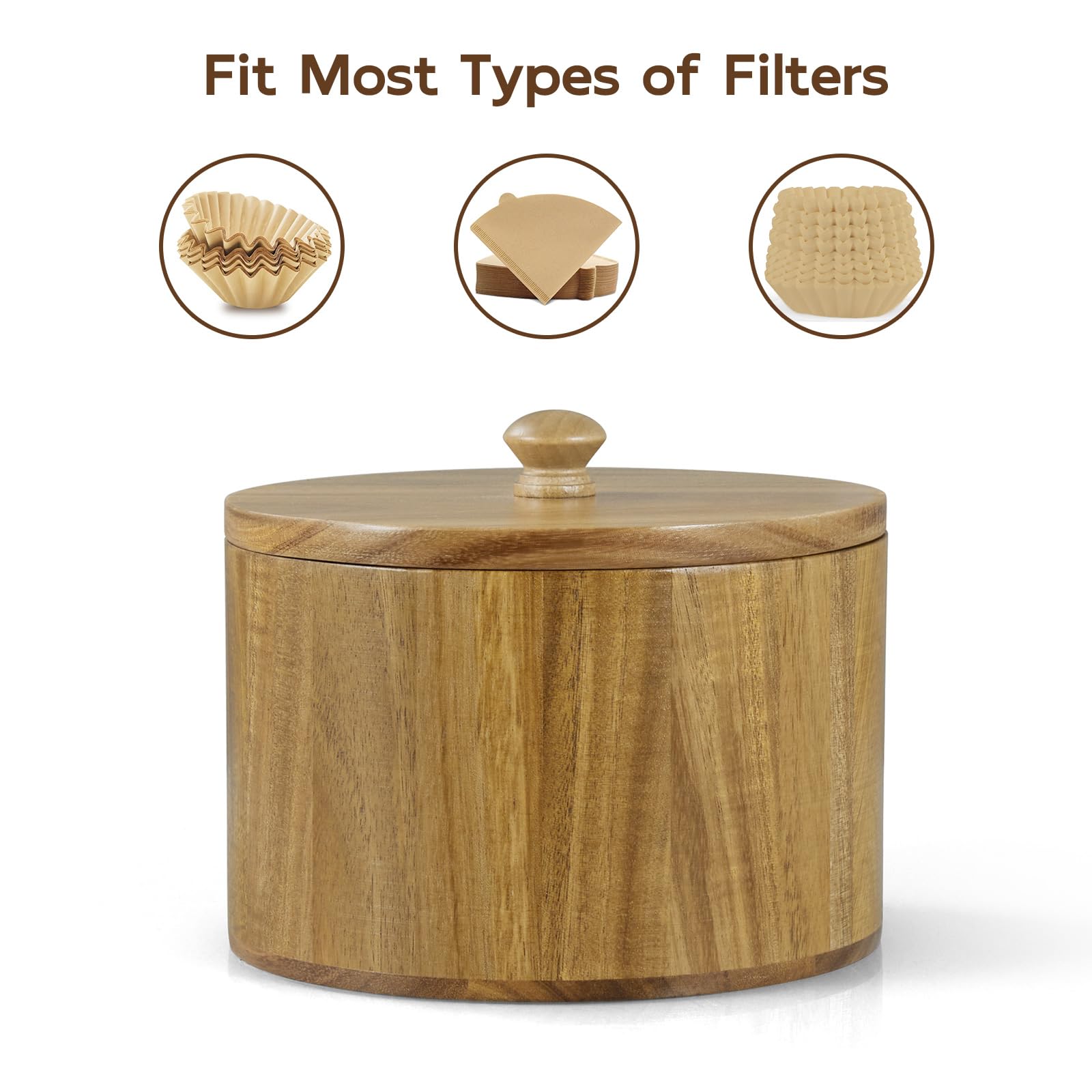 BWODYAY Coffee Filter Holder, Wood Filter Storage Container for Counter, Coffee Bar Accessories for Home Decor