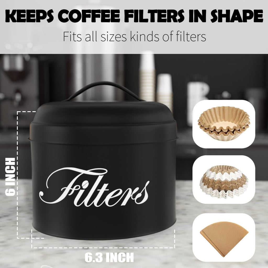 Coffee Filter Holder, Brown Basket Coffee Filter Storage with Lid