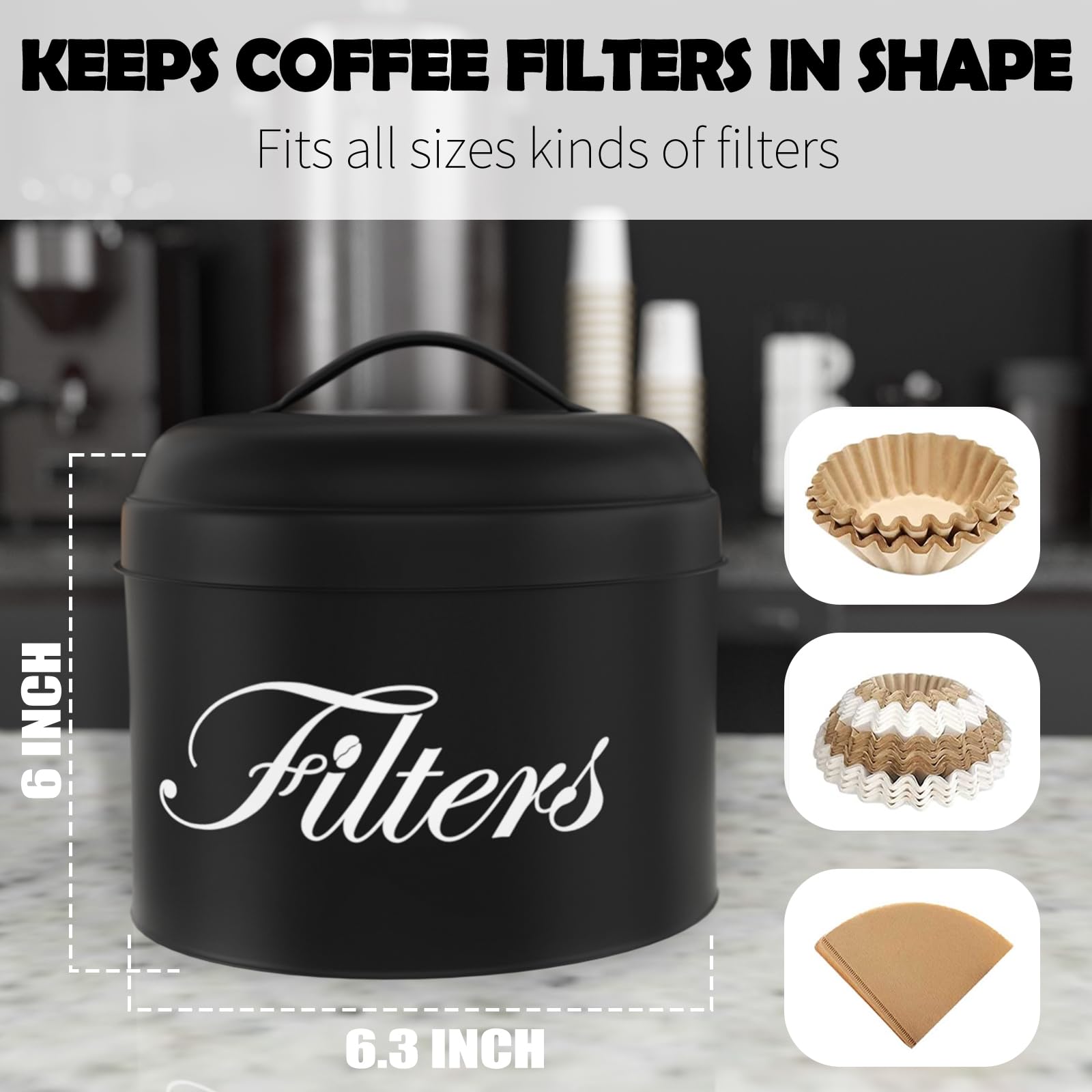 Coffee Filter Holder, Brown Basket Coffee Filter Storage with Lid