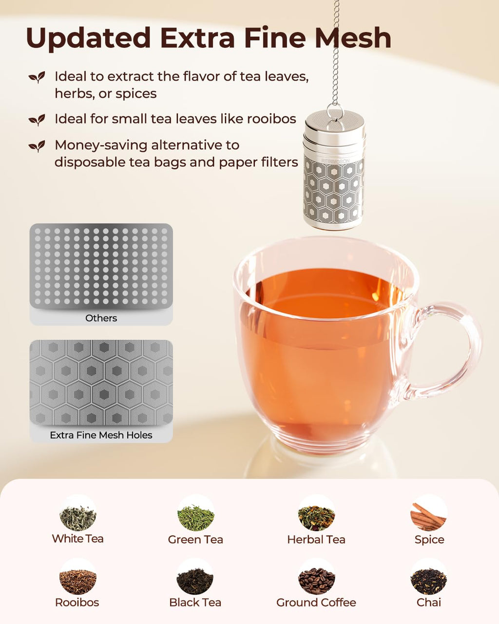 Reinmoson Tea Infuser for Loose Tea & Spice Infusers