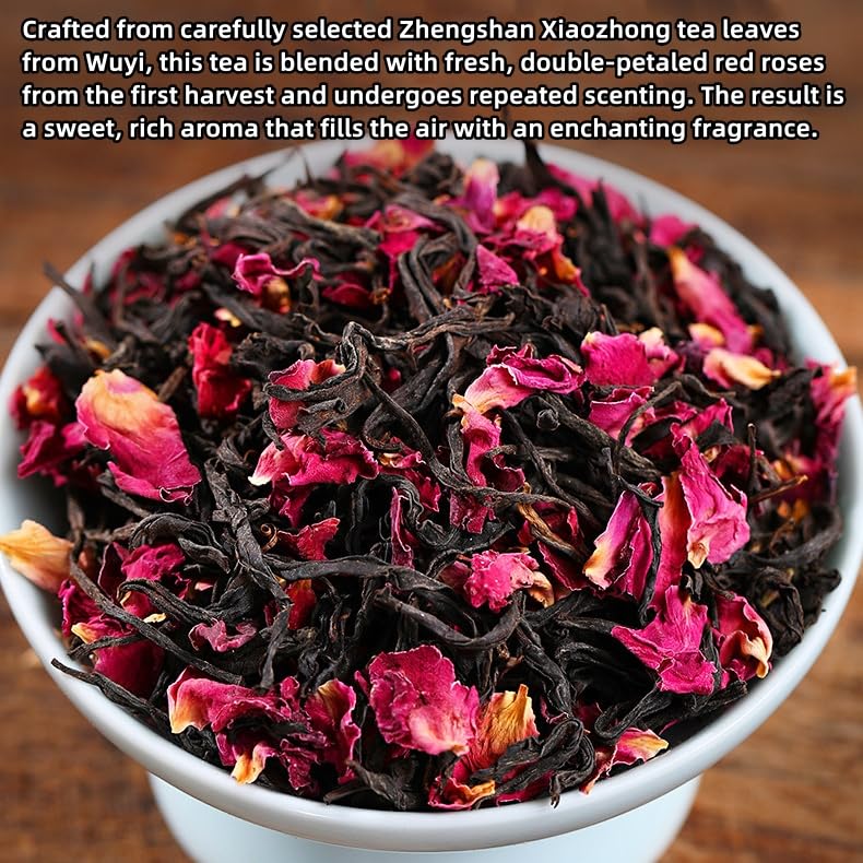 Chinese Kung Fu Rose Black Tea with Rose Blossoms, 250g/500g