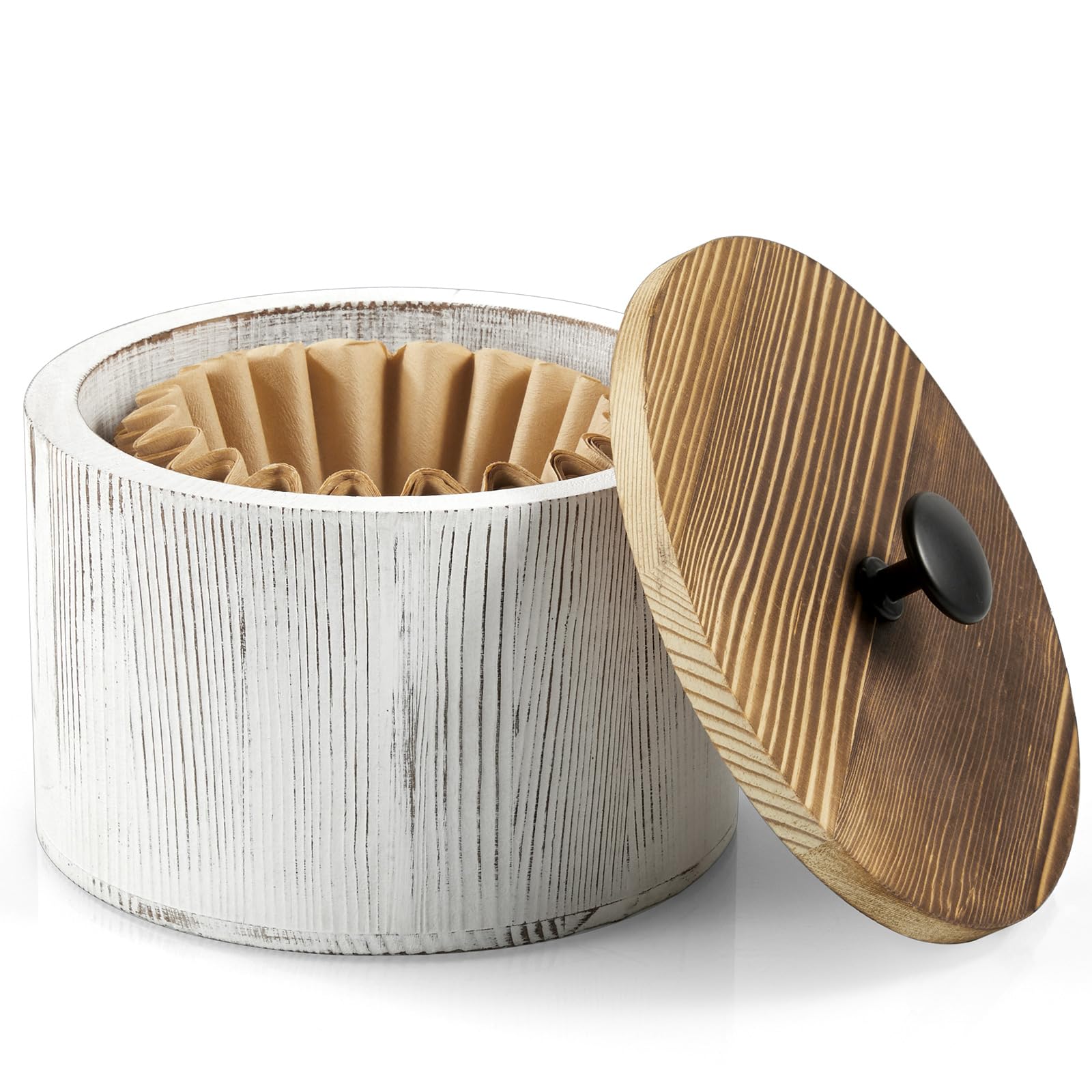 BWODYAY Coffee Filter Holder, Wood Filter Storage Container for Counter, Coffee Bar Accessories for Home Decor