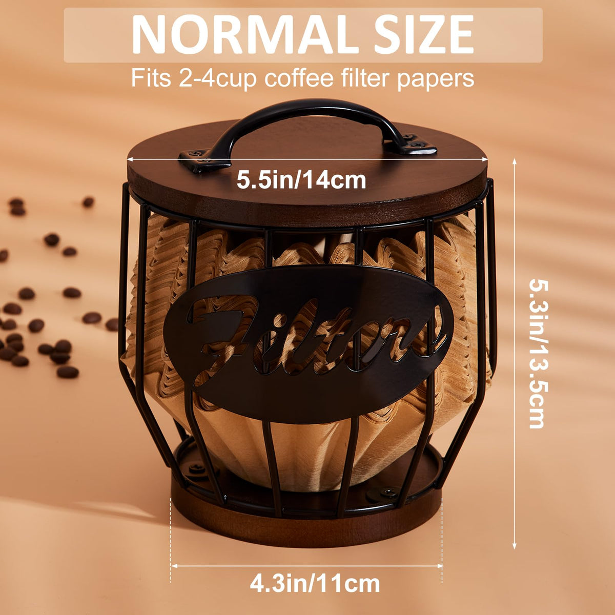 Reusable Coffee Filter Holder with Wooden Lid for Pour Over Brewing