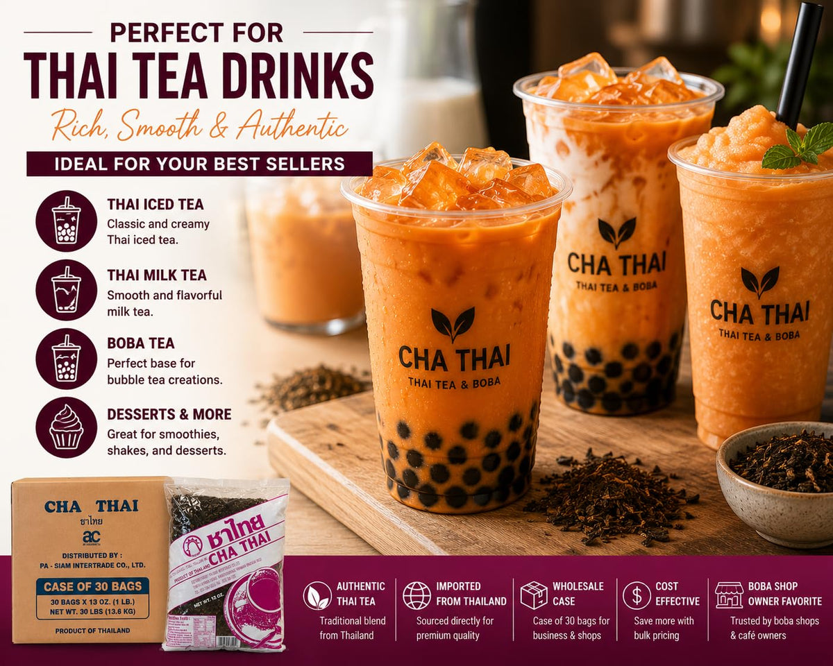 Cha Thai Tea Leaves Imported from Thailand, 30-Bag Case