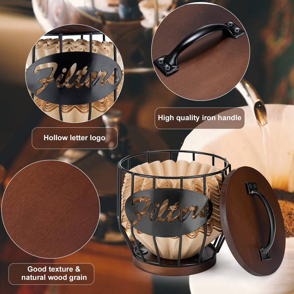 Yangbaga Cup Coffee Reusable Filters Holder with Wood Lid