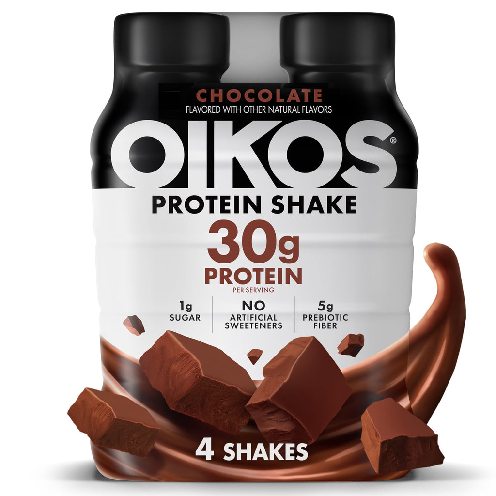 Oikos Protein Shake, 30g High Protein Drinks, Shelf Stable, Ready to Drink, 5g Prebiotic Fiber
