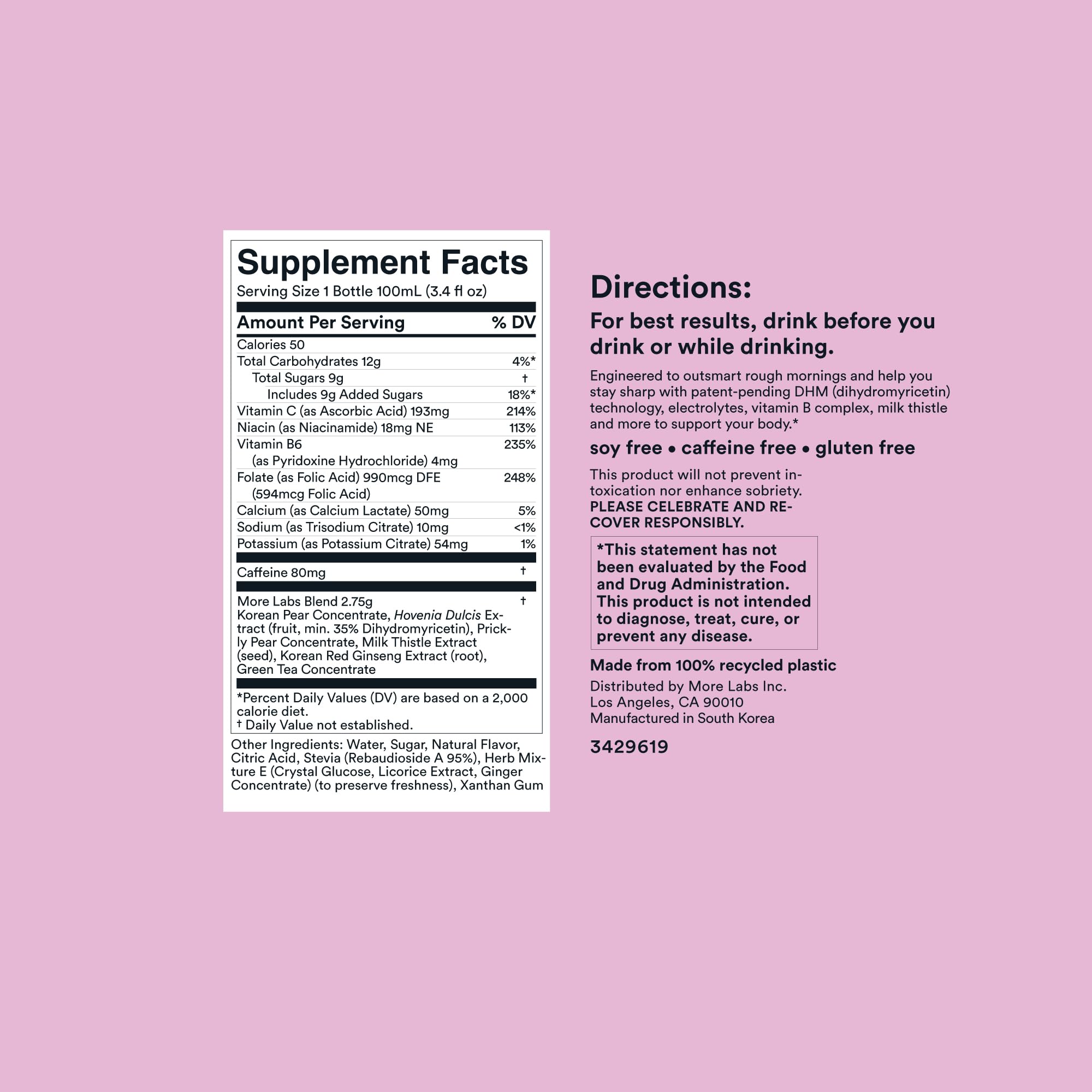 Morning Recovery Electrolyte, Milk Thistle Drink Proprietary Formulation to Hydrate While Drinking for Morning Recovery