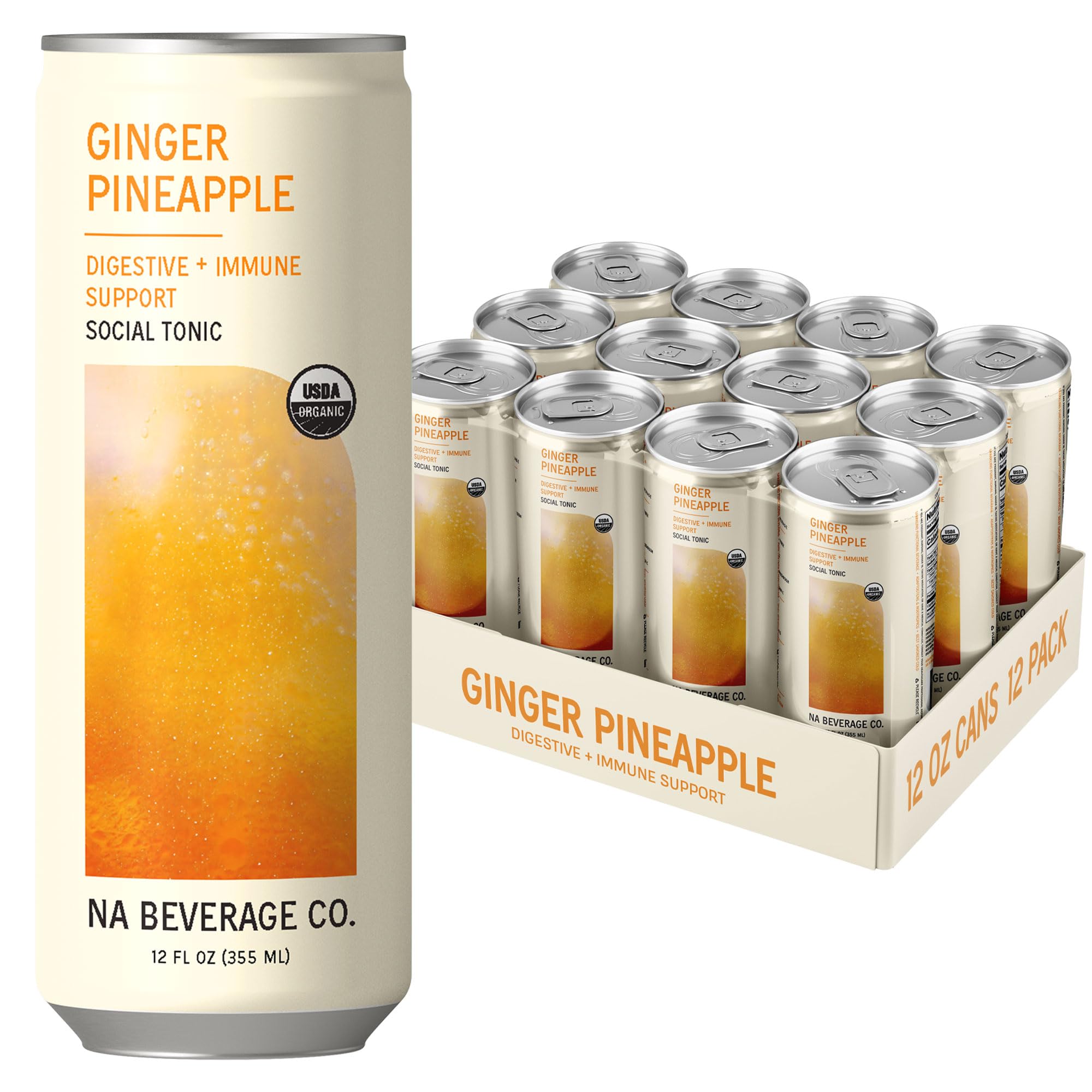 NA Beverage Social Tonic, Non-Alcoholic Functional Mocktails with Ashwagandha, Mushrooms and Magnesium for Calming, Lavender Blueberry, 12oz Cans (12 Pack)