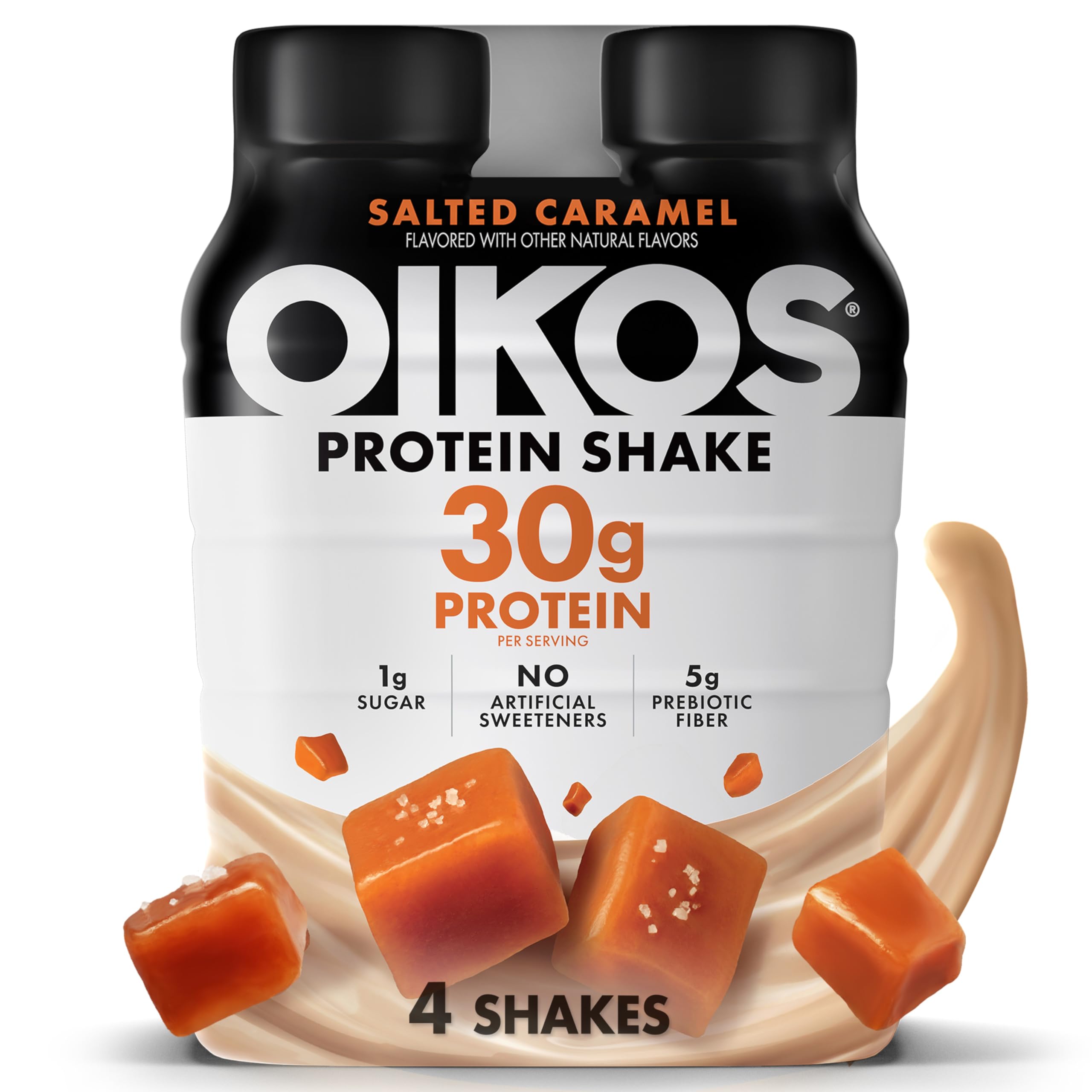 Oikos Protein Shake, 30g High Protein Drinks, Shelf Stable, Ready to Drink, 5g Prebiotic Fiber