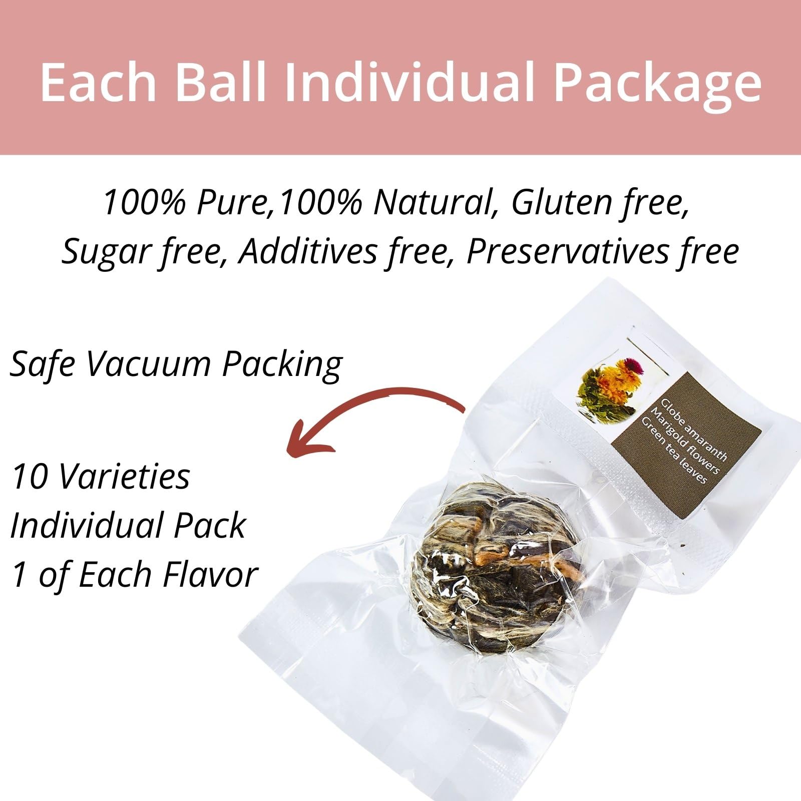 Blooming Tea Flowers Gift Set, 10 Unique Varieties Flowering Tea Balls, Individual Packing Handmade Blooming Balls for Anniversary, Valentine, Birthday