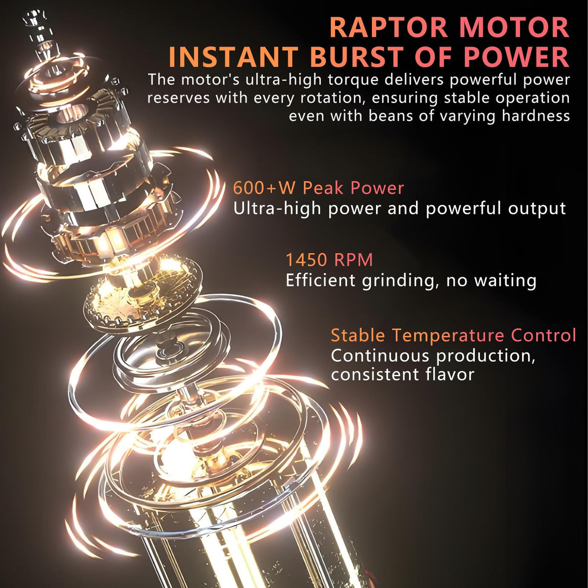 VNMUDZEO Electric Flat Burr Coffee Grinder for Espresso
